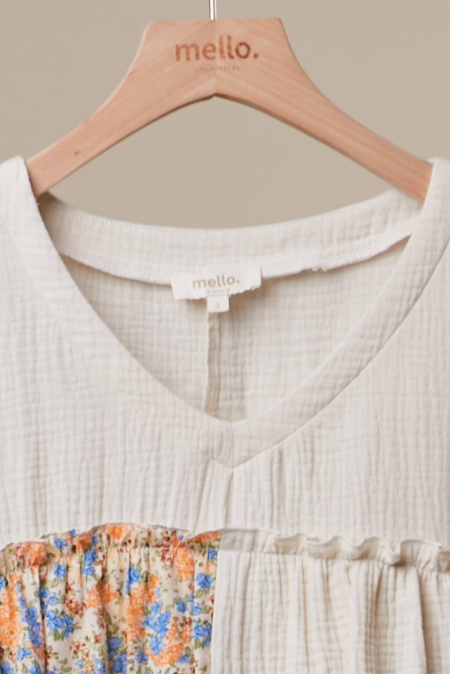 Vintage Patchwork Ruffle Hem Top