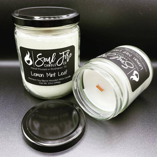 Lemon Mint Leaf Wooden Wick Candle