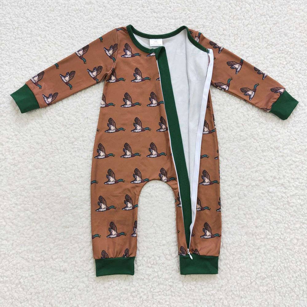 Baby Boys Duck Zip Rompers