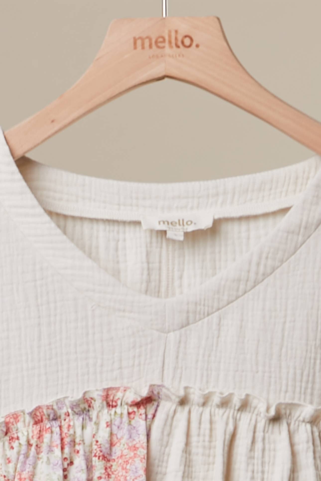 Vintage Patchwork Ruffle Hem Top