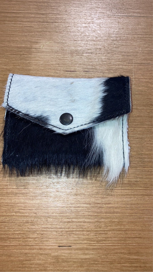 Black & White Cowhide Card Holder