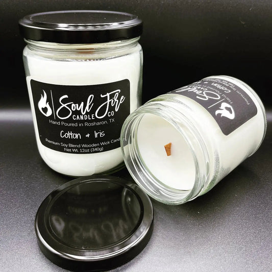 Cotton & Iris Wood Wick Candle 7oz