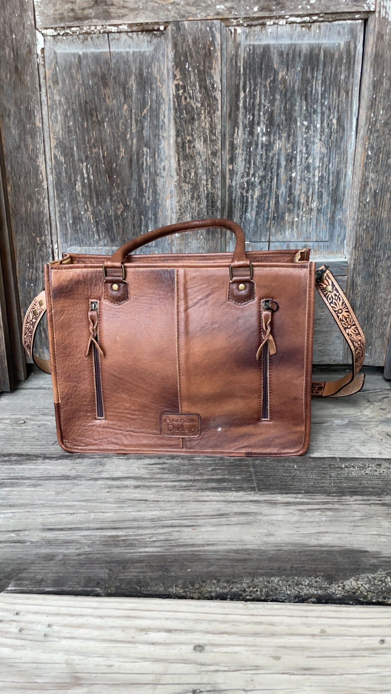 Brown & White Cowhide Crossbody/Tote