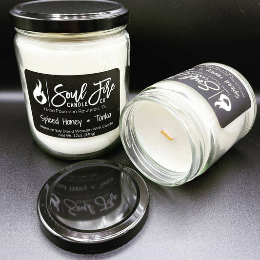 Spiced Honey + Tonka Wooden Wick Candle: 7oz