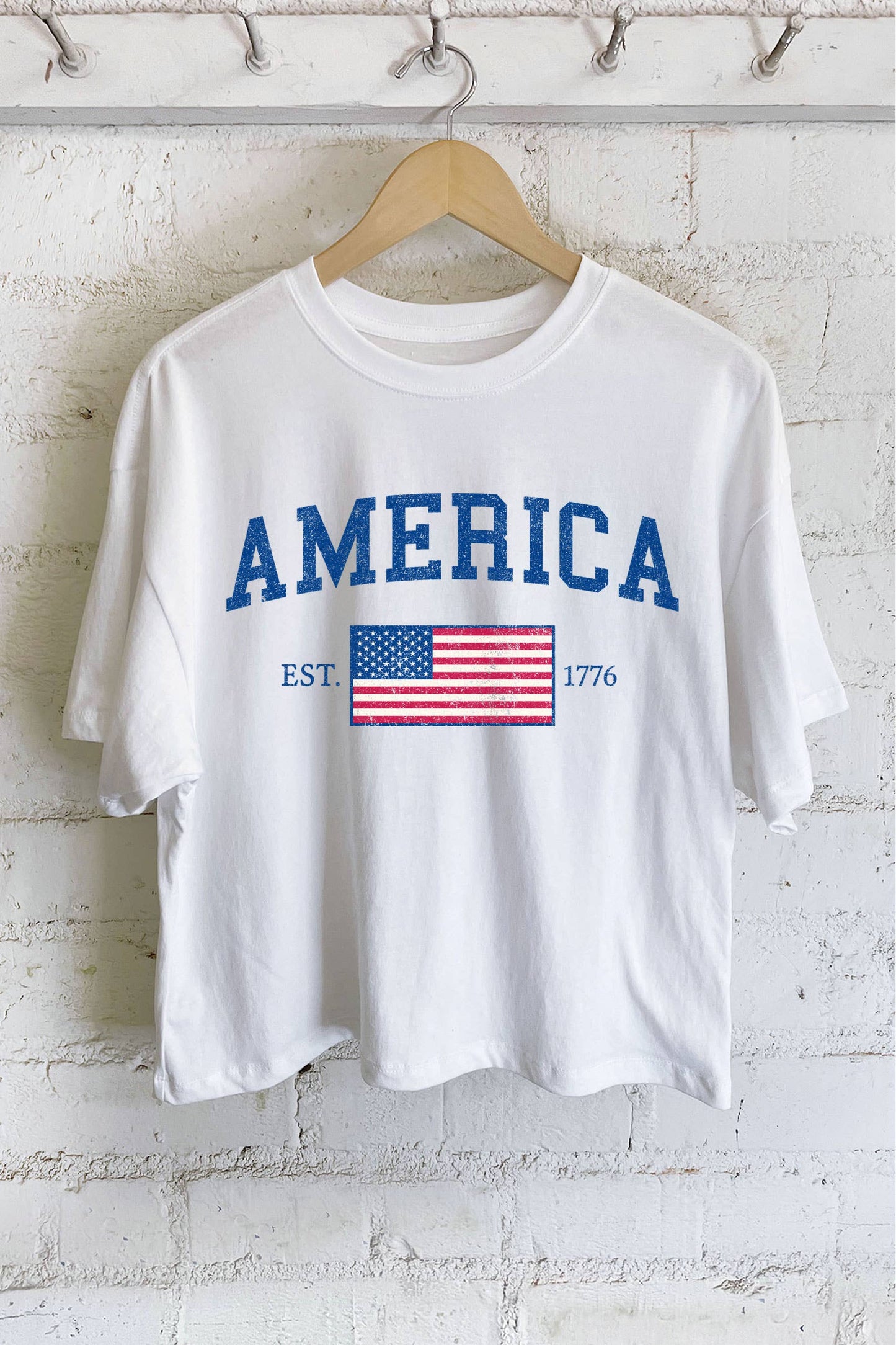 AMERICA FLAG GRAPHIC LONG CROP TOP