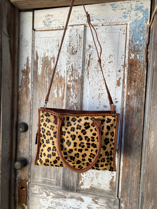 Cheetah and Leather Tote/Crossbody