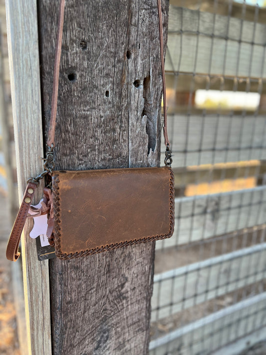 Plain Ole Leather Crossybody/Wristlet Wallet