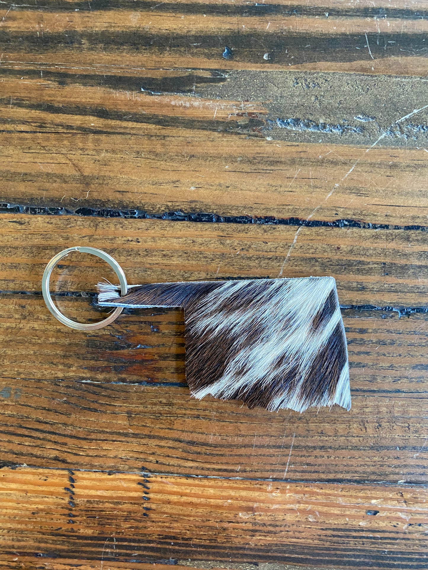 Oklahoma Cowhide Keychain