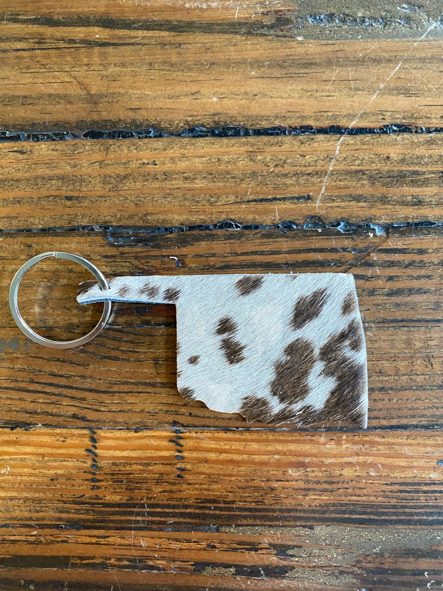 Oklahoma Cowhide Keychain