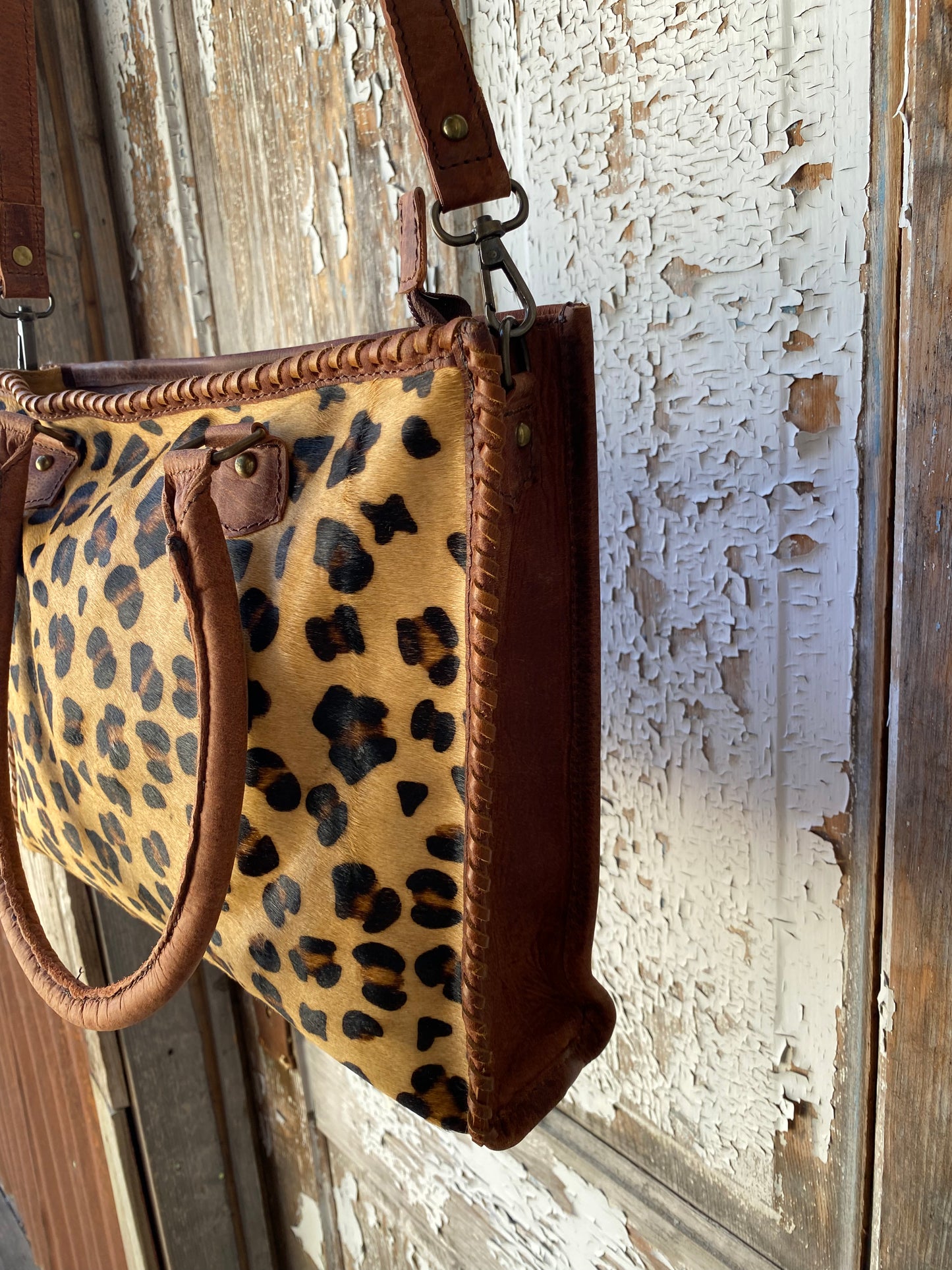 Cheetah and Leather Tote/Crossbody