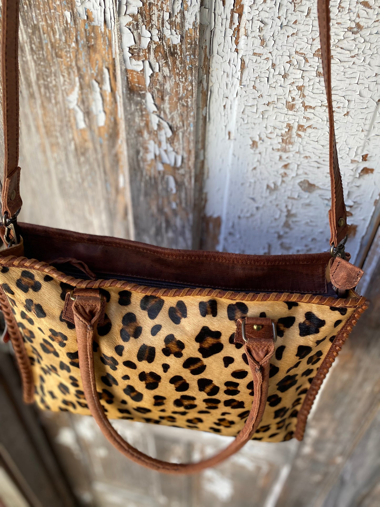 Cheetah and Leather Tote/Crossbody