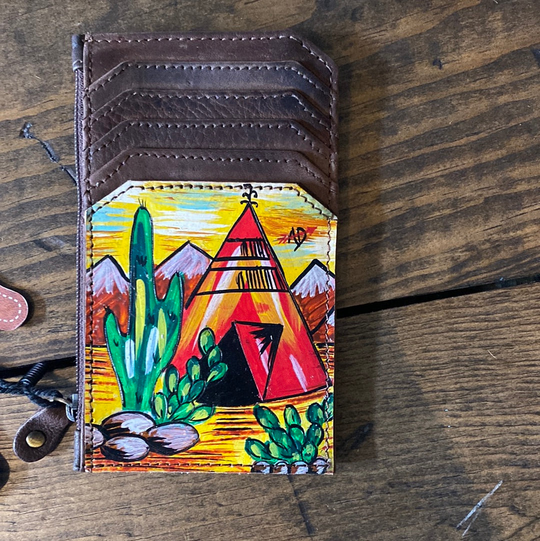 Painted Teepee And Cactus Card Holder